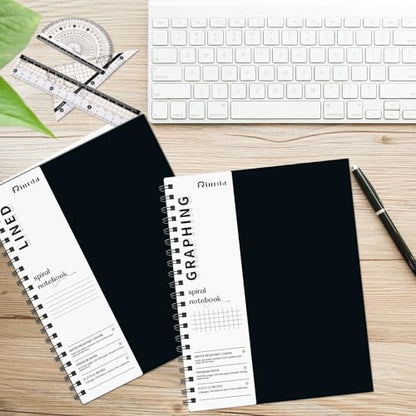 Spiral Notebook 8.5" x 11"-2 Graph&2 Lined Hardcover notebooks | Notebooks for Work&Note Taking, Lined Hardcover Notebook 120 Pages Thick Paper Notebook Hardcover Journal for School, Office - size: A4, style: LINED&GRAPH