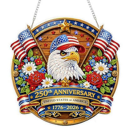 Eiflow Acrylic Diamond Art Hanging Kit for Adults USA 250th Anniversary, DIY Diamonds Painting Door Hanger Board Kit July 4th, Special Crystal Diamond Art Painting Pendant Ornament (Eagle) - color: Eagle