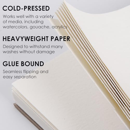 Fingraspuro 9x12 Watercolor Pad, 100% Cotton, Cold Press, 30 Sheets | 140 lb/300 gsm acid-free paper, glue bound, durable for wet media, scraping, and art journaling