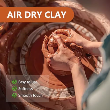 VIBRATITE 10LB Air Dry Clay, Terra Cotta Modeling Pottery Clay Bulk | Easy to Shape for Hand Building, Wheel Throwing, Sculpting, DIY Crafts, Classroom Art Projects, Ideal for Beginners & Artists - color: Terra Cotta