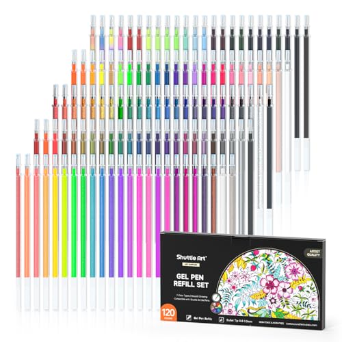 Shuttle Art Gel Pen Refills, 120 Colors (No Duplicates) Gel Pen Refills, 7 Color Types for Kids Adults Coloring Books Drawing Doodling Crafts Scrapbooking Journaling - color: 120 Colors