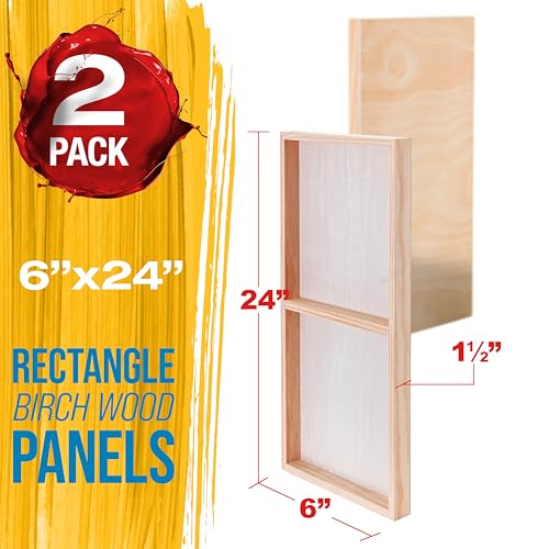 U.S. Art Supply 6" x 24" Unfinished Cradled Wood Panels for Painting - size: 6" x 24"