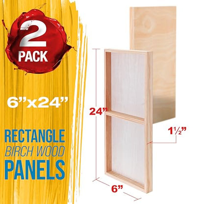 U.S. Art Supply 6" x 24" Unfinished Cradled Wood Panels for Painting - size: 6" x 24"