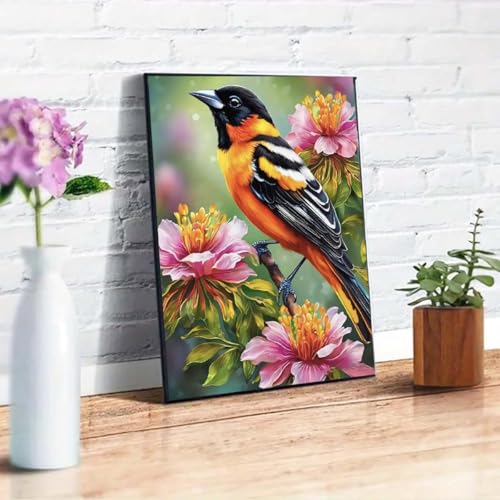 WCHUIMM Bird Diamond Painting Kits for Adults The Elegant Magpie Diamond Art Kits for 5D Magpie Gem Art Kits for Adult Flower DIY Crafts Kits for Home Wall Decor Gifts 12x16 inch - color: Spring and the birds