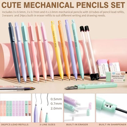 62PCS Aesthetic School Supplies Cute Back to School Supplies Stationary Set | College Preppy Essentials Kit with Large Pencil Pouch Case, Pastel Highlighters Gel Pens Mechanical Pencils for Student Girls - color: Beige Strawberry