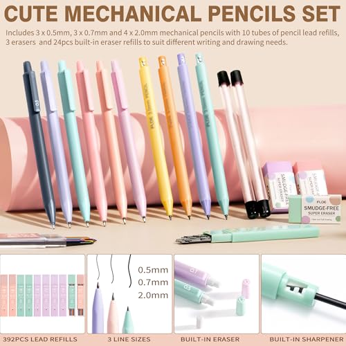 62PCS Aesthetic School Supplies Cute Back to School Supplies Stationary Set | College Preppy Essentials Kit with Large Pencil Pouch Case, Pastel Highlighters Gel Pens Mechanical Pencils for Student Girls - color: Pink Strawberry