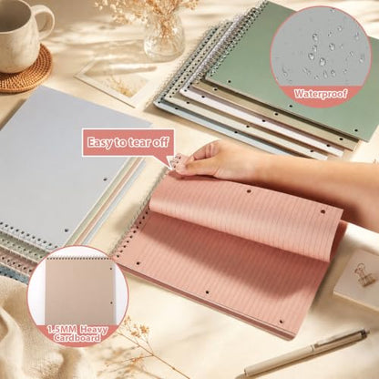 10 Packs 8.5 x 11 inch Top Spiral Notebook with 3 Hole Punched Legal Pads 40 Sheets College Ruled Notepad Hard Cardboard Paper Wirebound Pads for Business School Office Home Supplies (Morandi) - color: Morandi