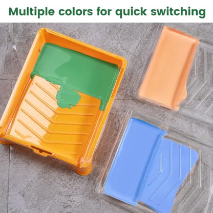 VOOMEY 13PCS 9 Inch Paint Roller Refill Pack, Microfiber Covers & Liners - style: 10 pcs paint tray liners&3 paint roller