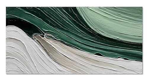Art 24x48 Inch Hand-Painted Green Texture Oil Painting Modern Abstract Canvas Art Home wall Decoration - color: Dn168