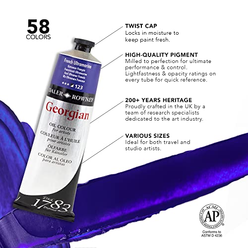 Daler Rowney Georgian Oil Paint Hooker's Green 225ml Tube - Art Paints for Canvas Paper and More - Oil Painting Supplies for Artists and Students - Artist Oil Paint for Any Skill Set