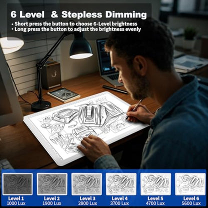 Elice Rechargeable A3 Light Pad with Carry Bag, Magnetic LED Light Board with Physical Button, Super Bright Diamond Art Light Pad, Ultra-Thin Light Box for Tracing, Weeding, Diamond Painting -White - color: White, size: A3 with Carry Bag