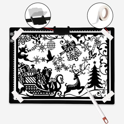 A3 Rechargeable LED Light Pad - 6-Level Stepless Dimming Tracing Light Box - color: A3D40-black
