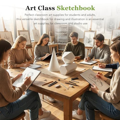 Sketch Book 8.3" x 11.7", 48 Sheets Top Spiral Bound Sketchbook with Waterproof Cover, 73lb/120gsm Drawing Paper, Art Sketch Pad for Artists & Beginners, Drawing, Illustration, Art Supplies