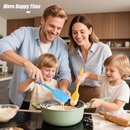4 Pcs Silicone Spatulas Rubber Spatula Small Spatula,8 Inch Baking Mini Spatula Mixing Tool for Nonstick Cookware Cooking - color: Green Pink Yellow Blue