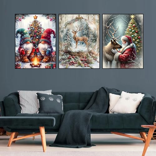 mrpwnle 3 Pack Diamond Art Kits for Adults Christmas Diamond Painting Kit - color: 3 Pack Christmas, size: 11.8x15.7in(30x40cm)