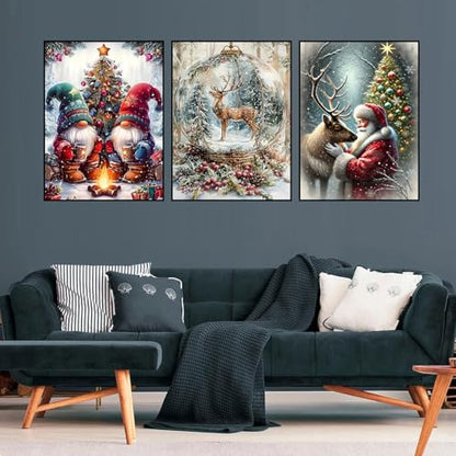mrpwnle 3 Pack Diamond Art Kits for Adults Christmas Diamond Painting Kit - color: 3 Pack Christmas, size: 11.8x15.7in(30x40cm)