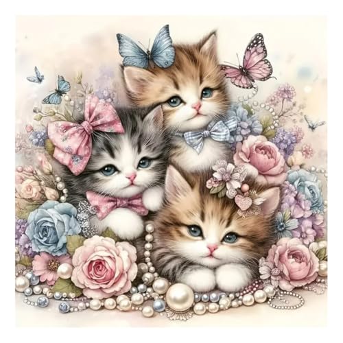 hill froeistung 5D Colorful Cat Diamond Art Painting Kits for Adults | Butterfly,Flower Diamond Art for Beginners, DIY Full Drill Animals Diamond Art Painting(12X12 inch) - color: HF-A054