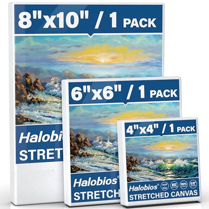 Stretched Canvases for Painting with 4x4 Inch, 6x6 Inch, 8x10 Inch, 3 Packs Pinting Blank Canvases for Acrylics,Oils & Other Painting Media, 5/8 Inch Profile 100% Cotton Artist Framed Canvas - size: 3 Pack Mixed - 8×10IN 6×6IN 4×4IN