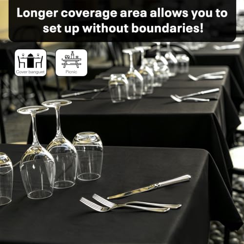 54IN X 600FT Plastic Table Cover Roll with Cutter Box, Cut to Size Plastic Table Cloths for Parties, Birthday, (Black, 54"x7680"(Rectangular)) - color: Black, size: 7680" x 54" (Rectangular)