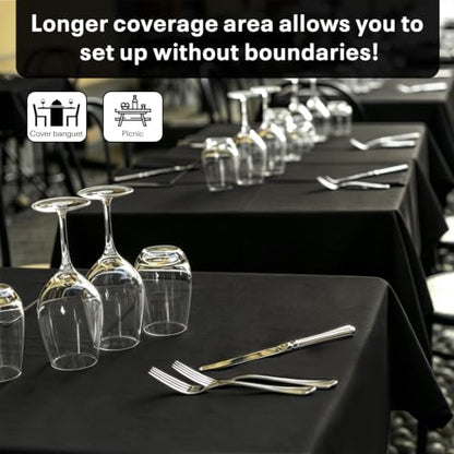 54IN X 600FT Plastic Table Cover Roll with Cutter Box, Cut to Size Plastic Table Cloths for Parties, Birthday, (Black, 54"x7680"(Rectangular)) - color: Black, size: 7680" x 54" (Rectangular)