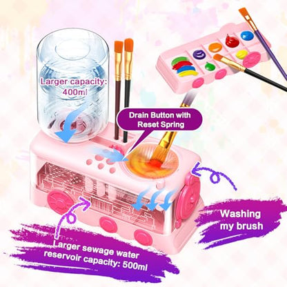 Upgraded Paint Brush Cleaner Tool,Brush Rinser Cup Painting Running Water Circulation Art Supplies for Acrylic,Watercolor and Water Based Creative Gift for Adult Artist Beginner and Painter - color: Pink2