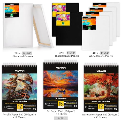 VISWIN Professional All-in-One Art Painting Kit with Beech Wood French Easel, 96 Acrylic, Watercolor & Oil Paint Set, Canvases, Painting Set with Supplies for Adults, Artists, Beginners