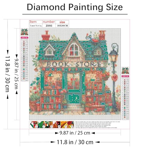 Shouruihua Bookstore Diamond Painting Kits for Adults, Book Diamond Art Kit | Gem Art, Diamond Dotz Kits, Diamond Dots, Wall Art, Adult Crafts, Full Round Drill Diamond Painting Kits, 11.8x11.8 in - color: Bookstore