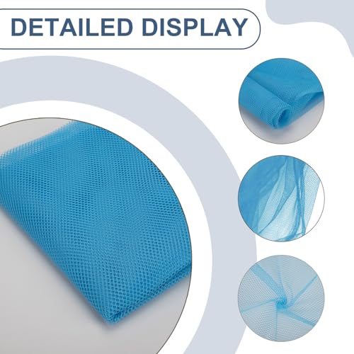 59" x 72"(2 Yards) Sky Blue Mesh Fabric | Slightly Stretchy for Sewing Projects, Backpack Pocket and Straps, Netting Clothes and Shopping Bag - color: Sky Blue