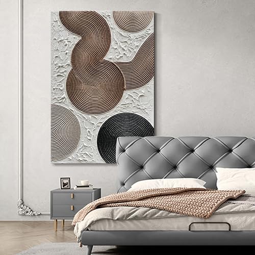 NANKAI Art Grey and Dark Yellow Thick Texture Abstract Oil Painting Hand-Painted 3D Wall Art 45x30 inch Large Canvas Wall Decorative Art - color: Nkhb169