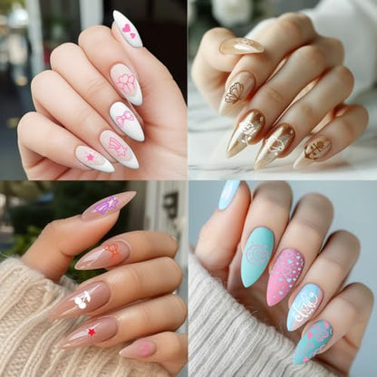 3Pcs Girly Elements Nail Stamping Plate Set Heart Bowknot Nail Stamp Templates French Line Tip Nail Stamp Plates Lovely Metal Reusable Tools with Stamper Scraper for Manicure Printing - style: Girly Style