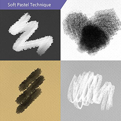 HA SHI Soft Chalk Pastels for Adult Artists, 3 Black + 3 White Sticks - color: Black & White (6 Sticks)