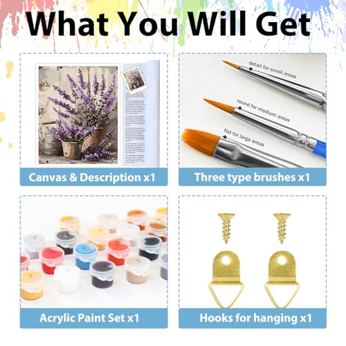 Paint by Numbers Kit for Adults Flower, Paint by Number for Adults 16x20 in - color: Lavender
