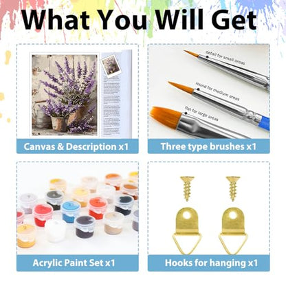 Paint by Numbers Kit for Adults Flower, Paint by Number for Adults 16x20 in - color: Lavender