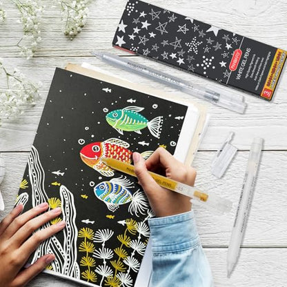 PANDAFLY Gold Silver White Gel Pens, 3-Pack, 0.5mm Fine Point - style: Gold Silver White-0.5mm