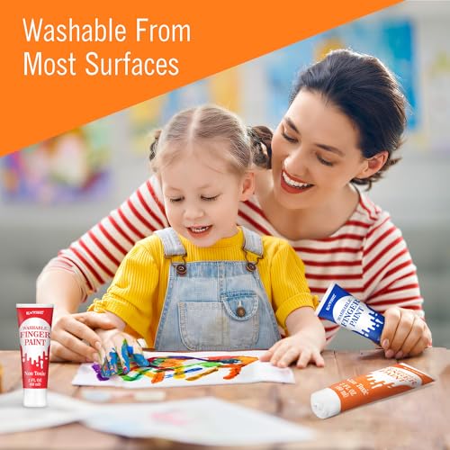 EXTRIC Finger Paint for Toddlers 1-3 Washable 12 PK, 2 OZ Tempera Paints | Includes: 12 Colors of 2 oz Finer Paints, Features: Non-Toxic, Washable, Use: At Home and School Crafts, Ages: Toddler, Kids - size: 2 Fl Oz (Pack of 12)
