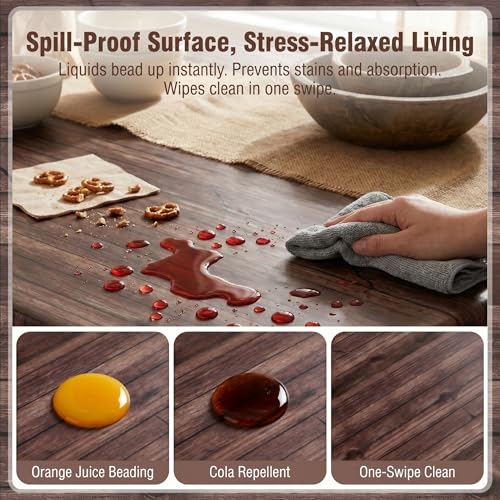 300FT x 54IN Wood Grain Plastic Tablecloth Roll with Slide Cutter Box | Heavy Duty Disposable Rustic Picnic Table Cover & Wall Backdrop, Cut-to-size for Western Party, Bulletin Board Backdrop - color: Wood Grain, size: 3600" x 54" (Rectangular)