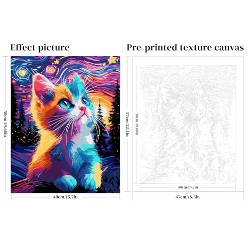 QUITEDEW Paint by Numbers Kit for Adults,Cat Adult Paint by Number Kits,Painting by Number Animals,Oil Painting on Canvas for Home Wall Decoration 16x20 lnch - color: B5-cat