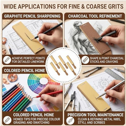 10-Piece Charcoal Pencil Sharpener,Precision Edge Pastel Pencil Sharpener,Art Pencil Sharpener Lead Pointer Contains 10 Sheets of Sandpaper Each,Adult Teen Making It Ideal for Artists and Beginners