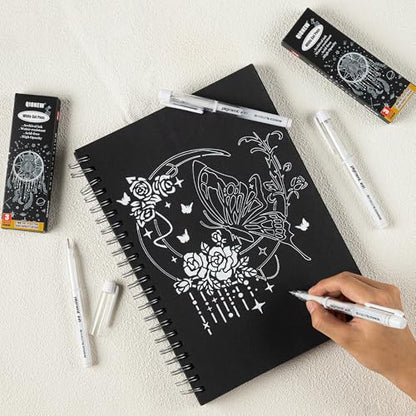 Qionew White Gel Pens Set,0.7mm Extra Fine Point, White Ink Gel Pens,3PCS | for Artists Drawing, Add Highlight, Opaque White Ink for Black Paper Drawing, Illustration, Bullet Journaling, Card Making - size: 1 Count (Pack of 3), style: 3 Pack White
