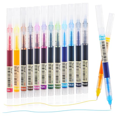 Liquid Ink Rollerball Gel Pens, 0.5mm Extra Fine Point Tip, 12ct Assorted Colors, Smooth Writing No Smear No Bleed, Vibrant for Journaling, Drawing, Sketching, School Notes & Art Supplies - color: multicolored