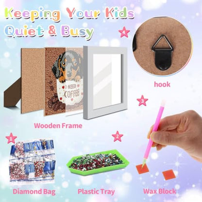 Dog Diamond Art Painting Kits for Kids with Frame Ages 4-8-12 (7x7 inch) - color: CC1149
