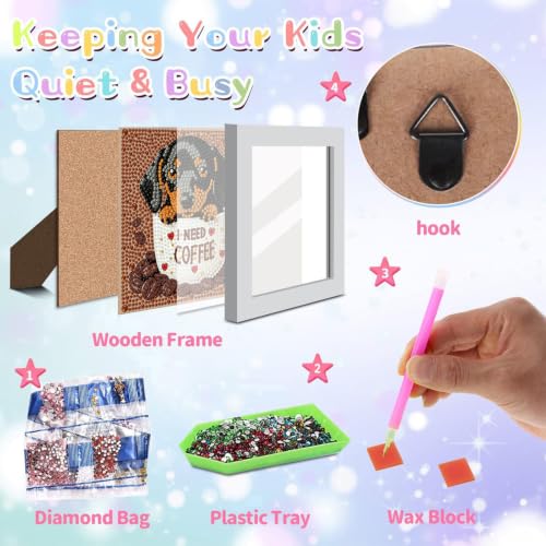Dog Diamond Art Painting Kits for Kids with Frame Ages 4-8-12 (7x7 inch) - color: CC1149