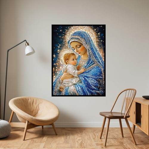 CHWGLFGG 5D Virgin Mary Diamond Art Kits for Adults Beginners 12x16in - color: KM03-1