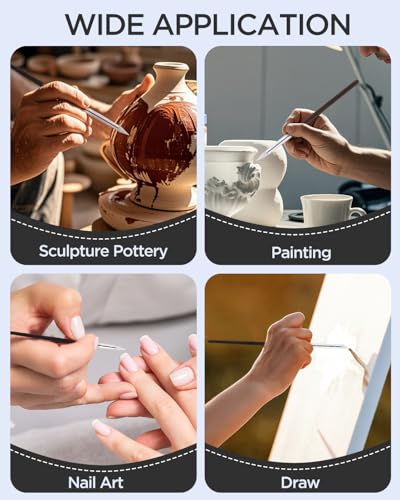 EORTA 15 Pack Silicone Paint Brushes for Crafts, 5 Shapes Head, Rubber Paint Pens for Sculpting Pottery Handicraft Nail Art Artwork Gouache Acrylic Paints, 0.11inch, 0.20inch, 0.31inch