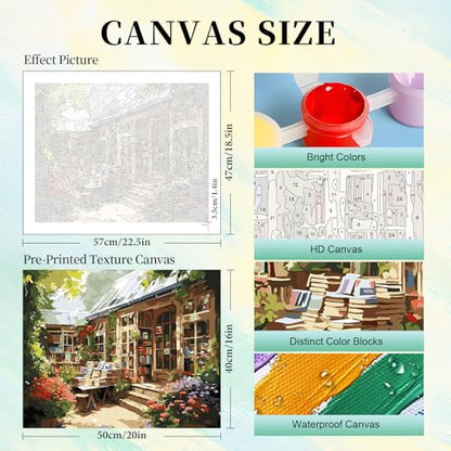 Paint by Numbers Kit for Adults, Bookstore DIY Painting Kit, 16x20 Inch - color: CYOP1P16
