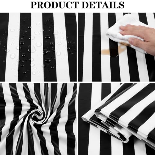 3 Pack Black and White Stripes Round Tablecloth Stripe Outdoor Table Cover Round Table Cover Plastic Table Cloth 84 in Round for Kitchen Dining Wedding Party