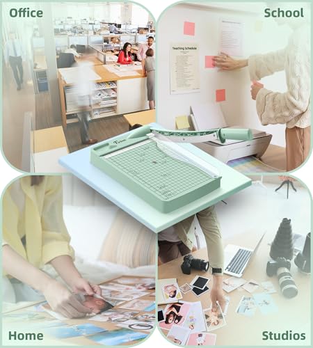 Firbon 12 Inch Guillotine Paper Cutter, Heavy Duty Paper Trimmer | 12-Sheet Capacity | Morandi | Dual Scale | Paper, Cardstock & Photo Trimming | Scrapbooking Craft | Office, Home & Studio Use - color: Morandi