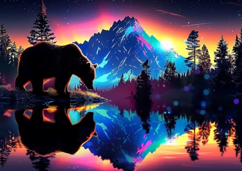 Animal Bear Diamond Art Kits for Adults, Easy Crafts 5D Diamond Painting Dot Kit for Adult Beginners, Animals DIY Round Dots Full Drill Diamonds Paintings Arts for Home Wall Decor Gifts 12X16 Inch - color: C01