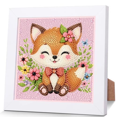 Fox Diamond Art Painting Kits for Kids with Frame Ages 4-8-12 (7x7 inch) - color: CC786