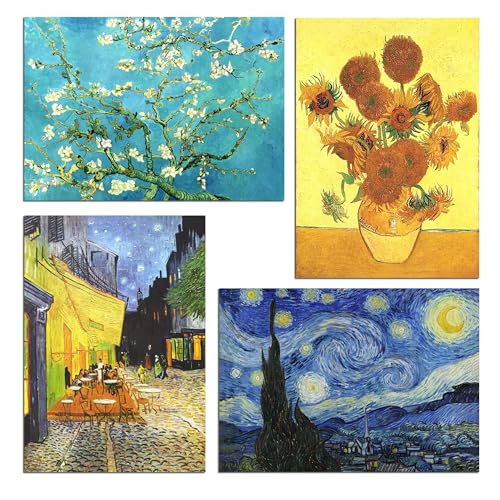 Muzagroo Art Van Gogh Diamond Painting Kits for Adults, DIY 5D Diamond Art Kits for Beginners, Starry Night Arts and Sunflower Crafts Diamond Art for Living Room, Kids Room 4 PCS Wall Art - color: 08-Van Gogh